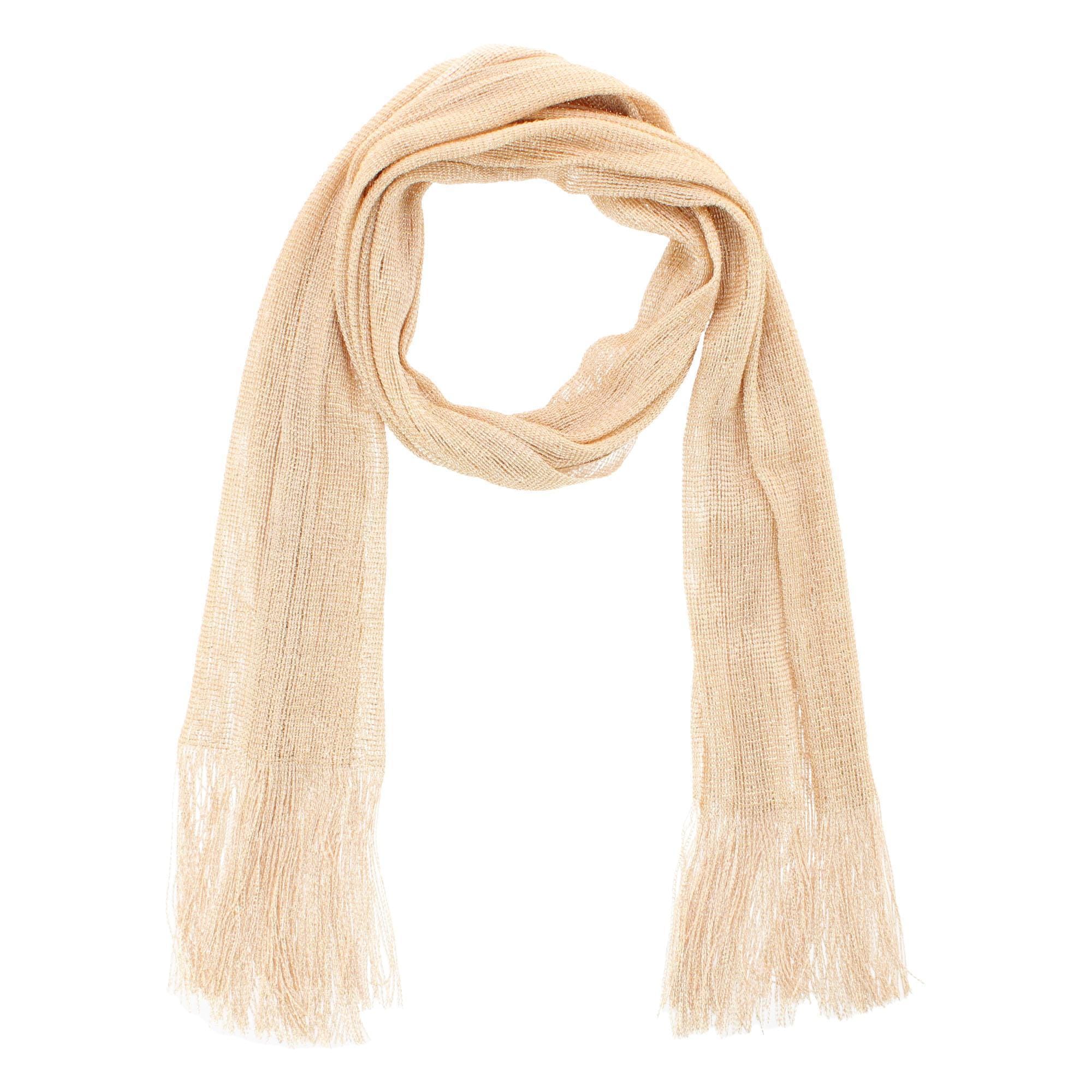 CTM® Women's Shimmering Fringe Evening Shawl Scarf - Gold