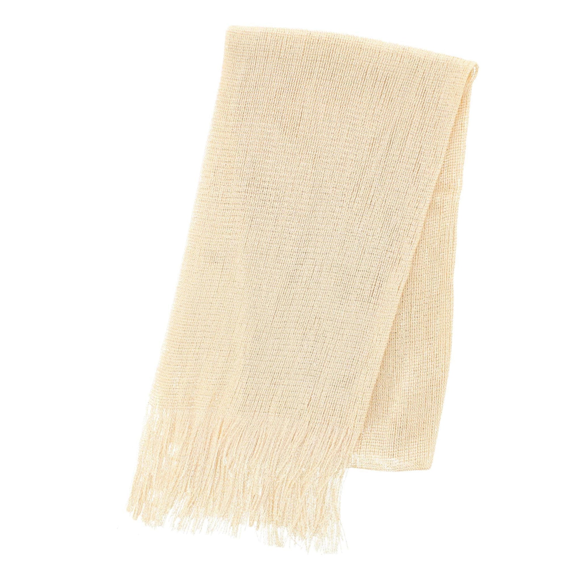 CTM® Women's Shimmering Fringe Evening Shawl Scarf - Light Gold