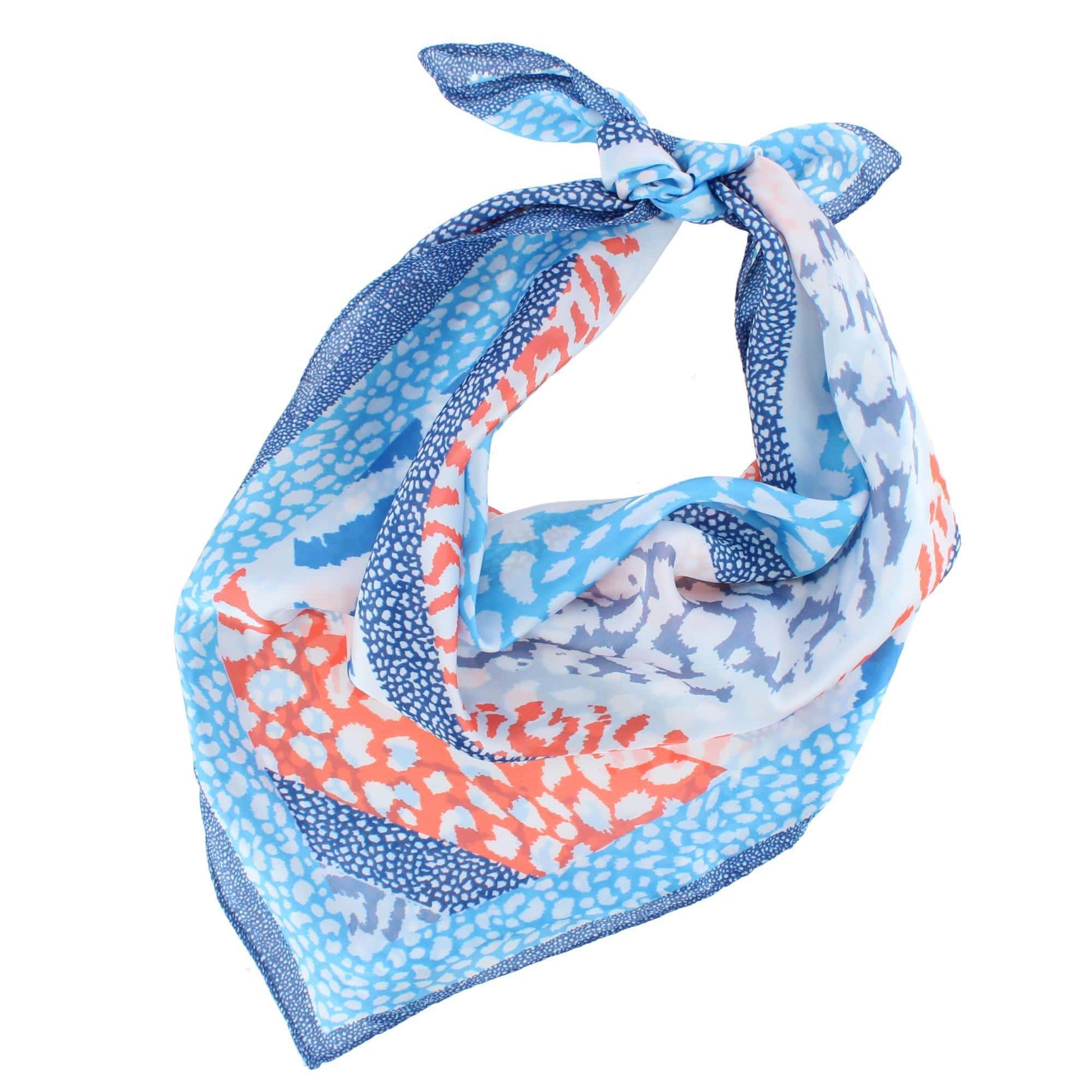 CTM® Women's Abstract Animal Print Silky Square Scarf - Blue Multi
