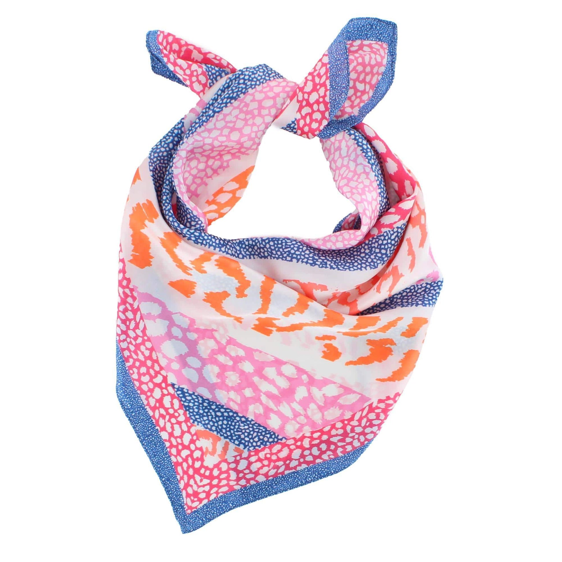CTM® Women's Abstract Animal Print Silky Square Scarf - Coral Multi