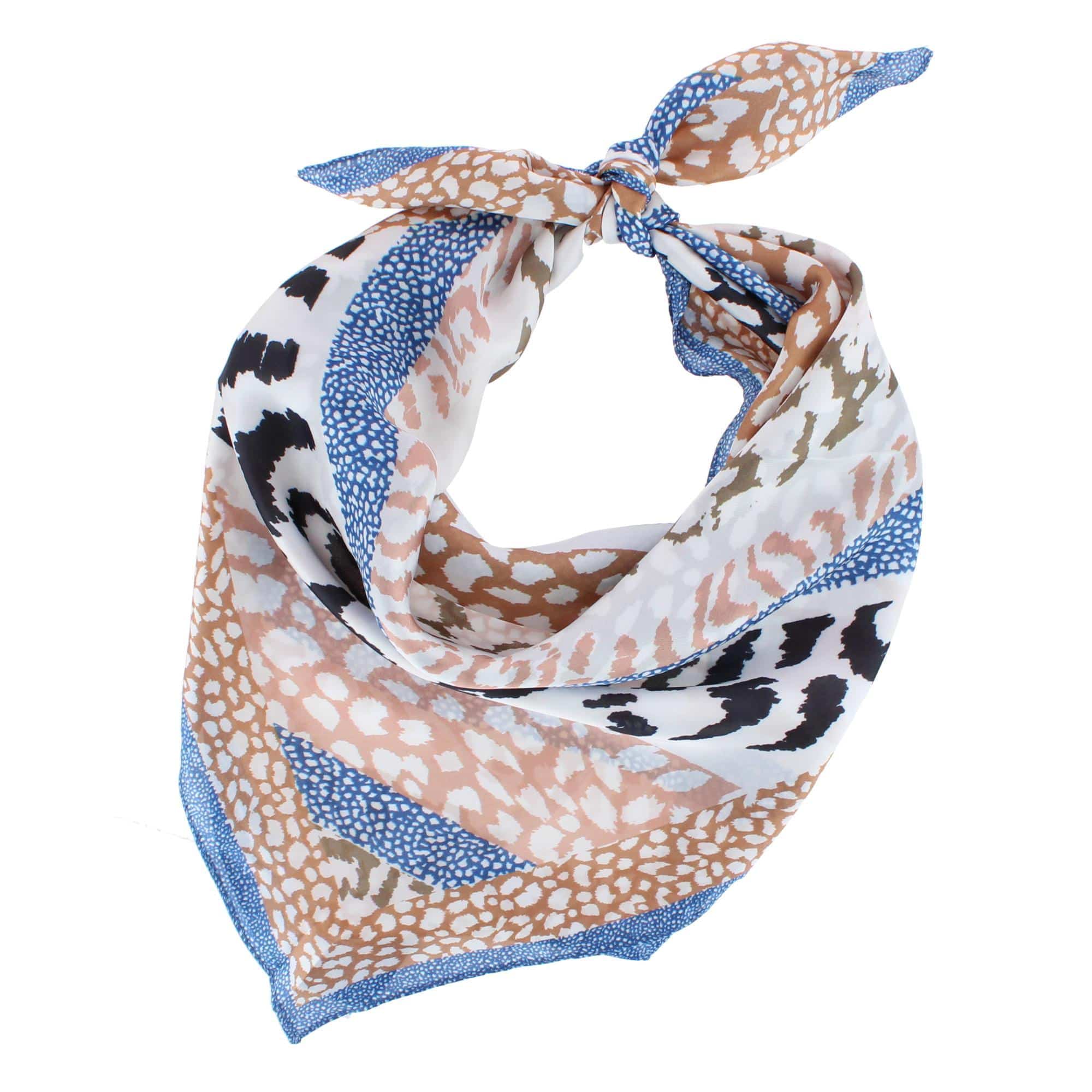 CTM® Women's Abstract Animal Print Silky Square Scarf - Taupe Multi