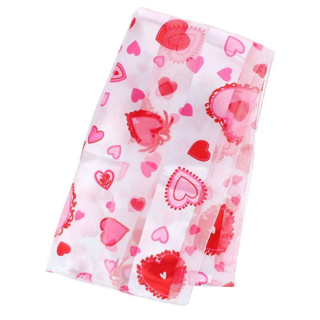 CTM® Women's Valentine's Day Heart Print Holiday Lightweight Scarf - White