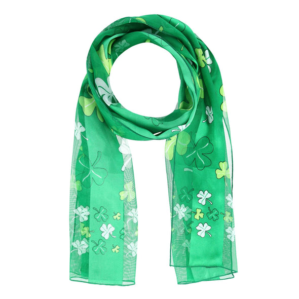 Women's St. Patrick's Day Clover Print Holiday Lightweight Scarf