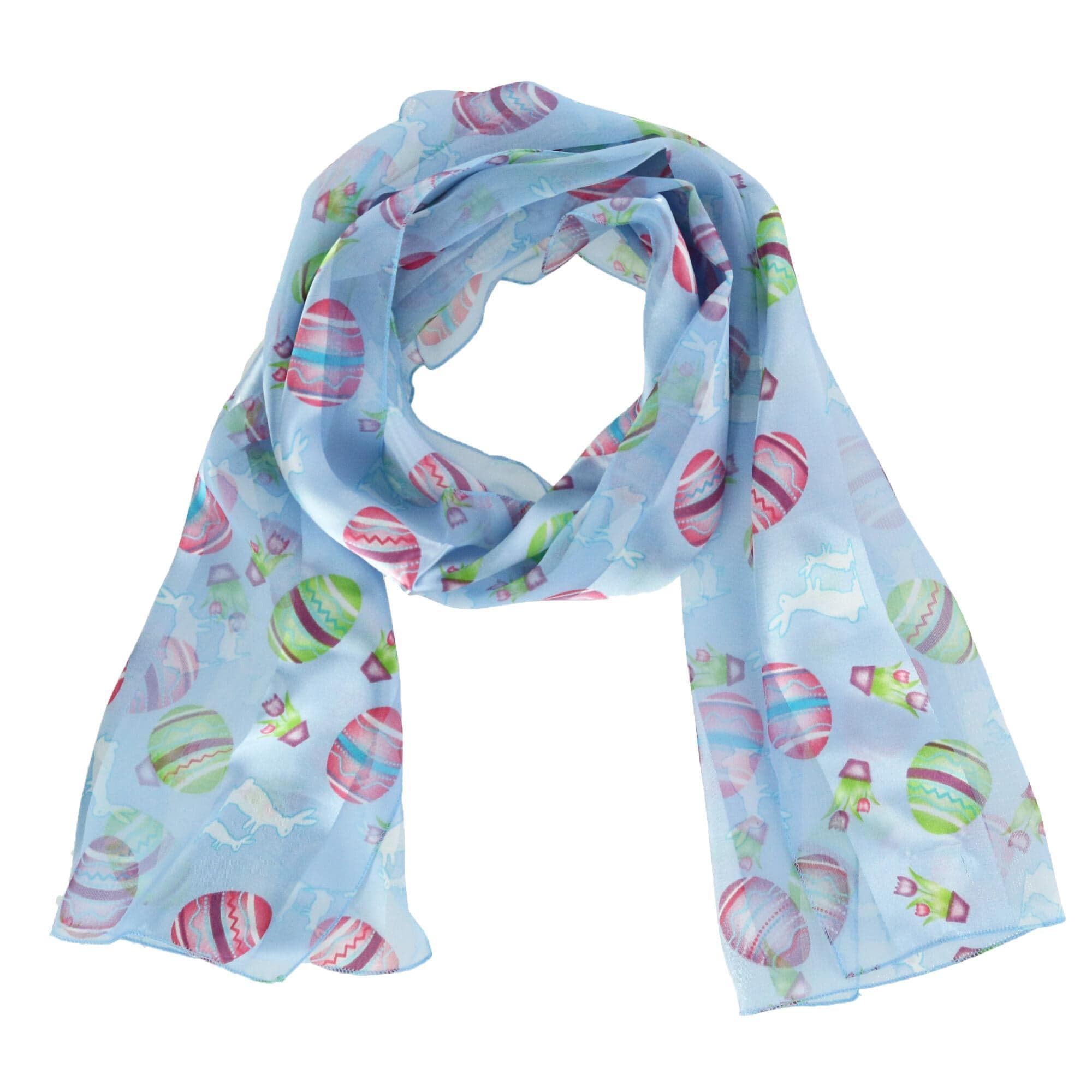 CTM® Women's Easter Bunny and Egg Print Holiday Lightweight Scarf - Blue