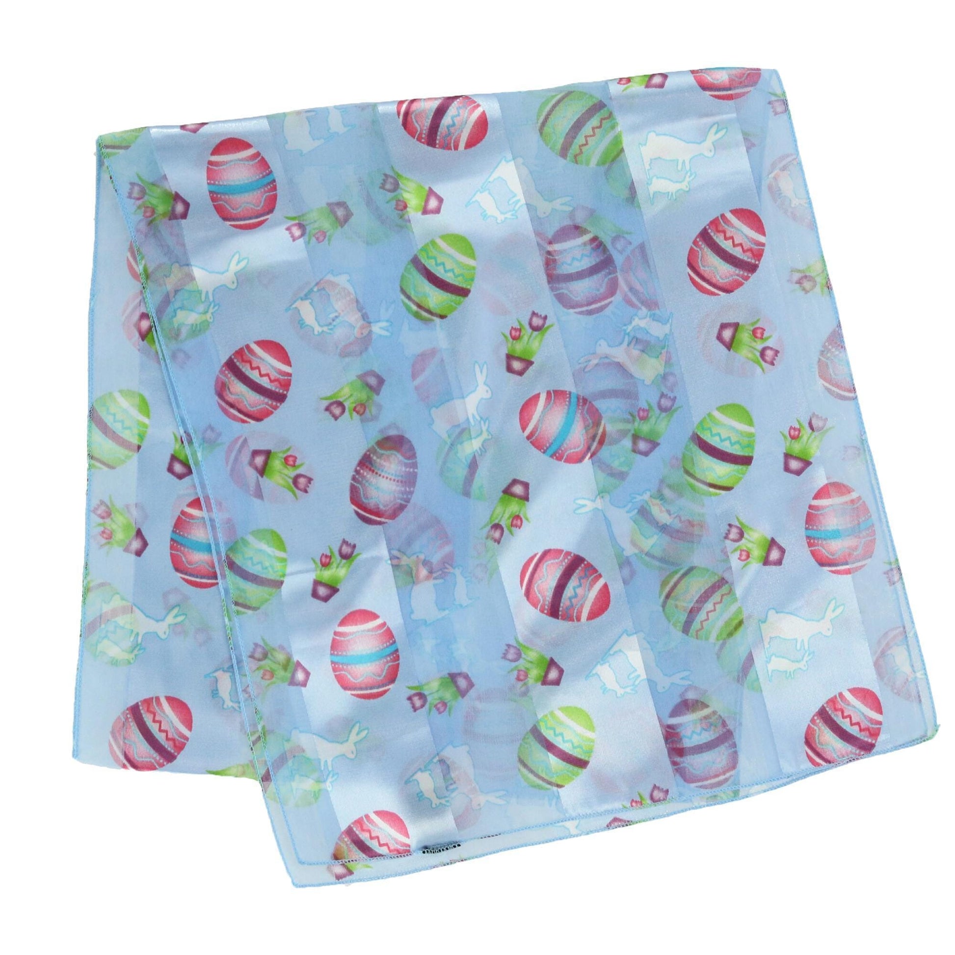 CTM® Women's Easter Bunny and Egg Print Holiday Lightweight Scarf - Blue