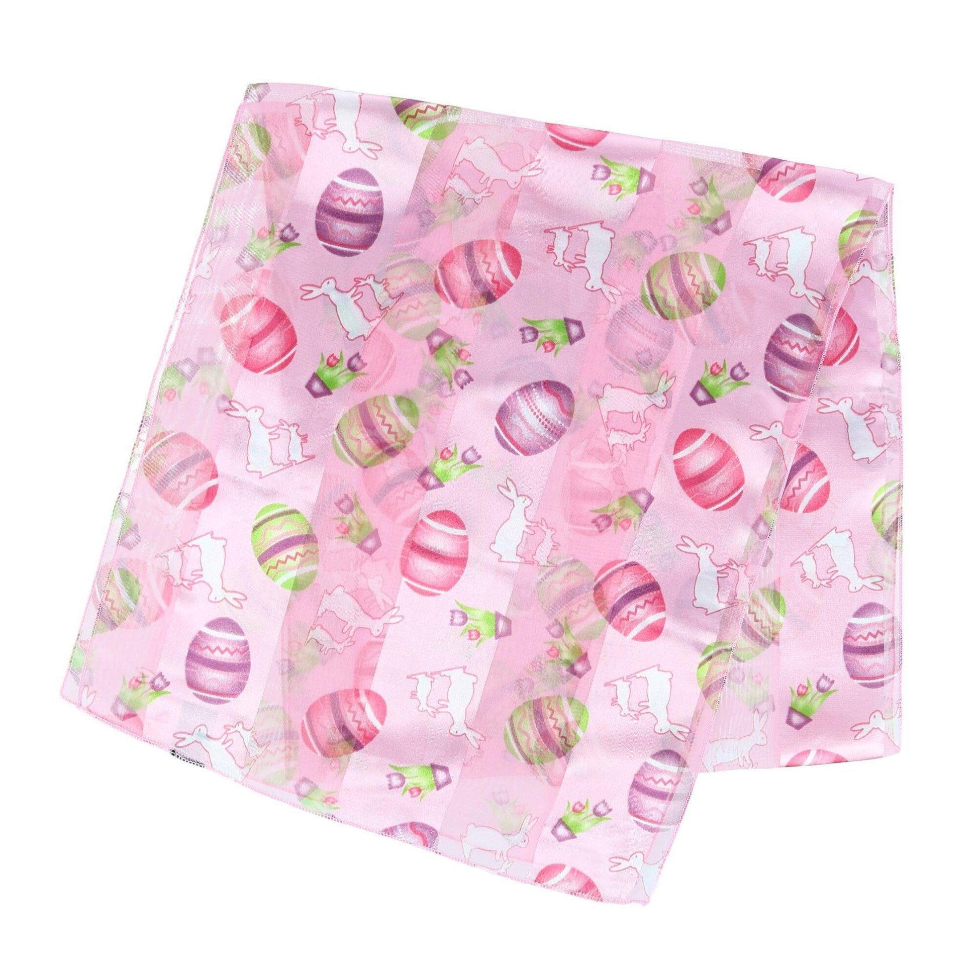 CTM® Women's Easter Bunny and Egg Print Holiday Lightweight Scarf - Pink