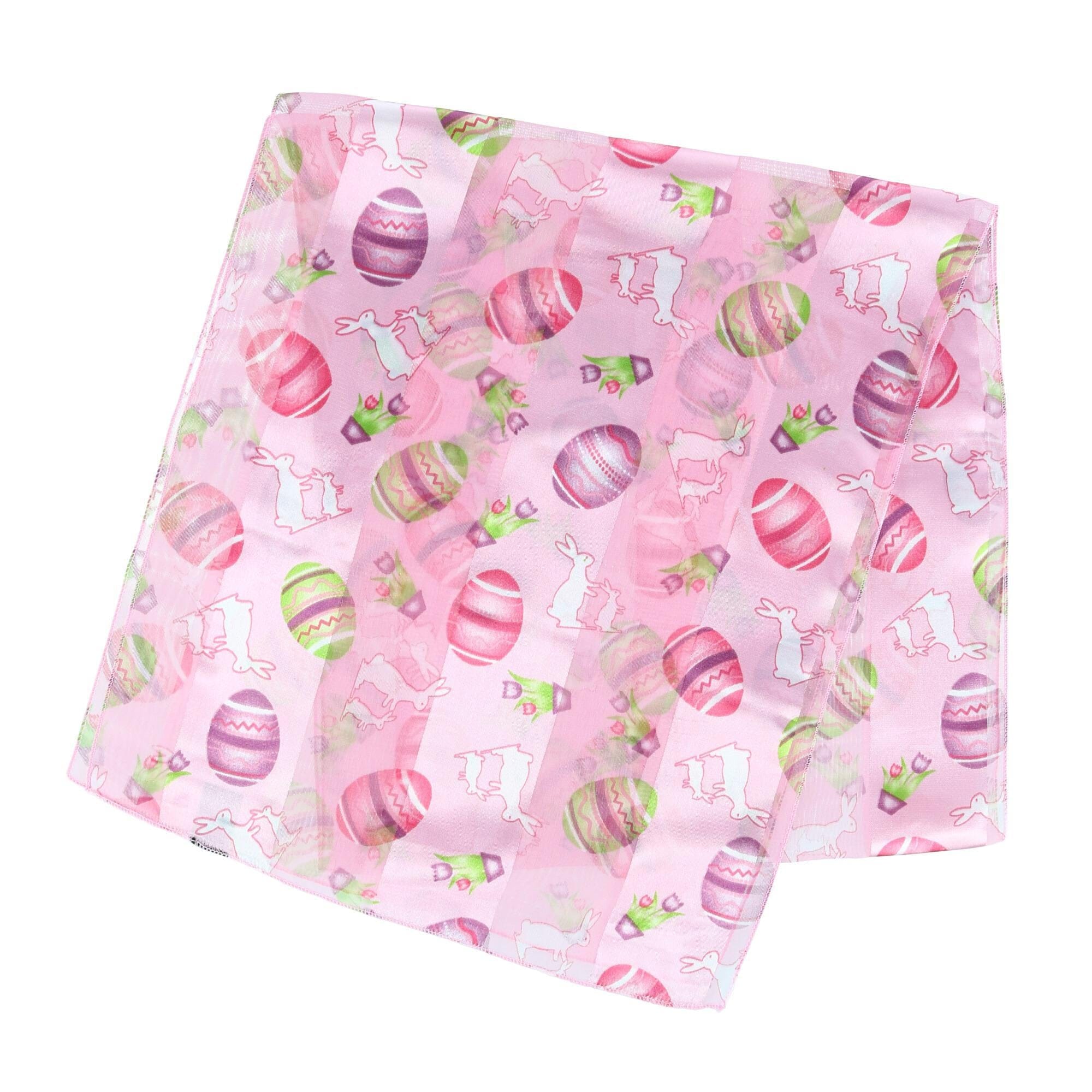 CTM® Women's Easter Bunny and Egg Print Holiday Lightweight Scarf - Pink