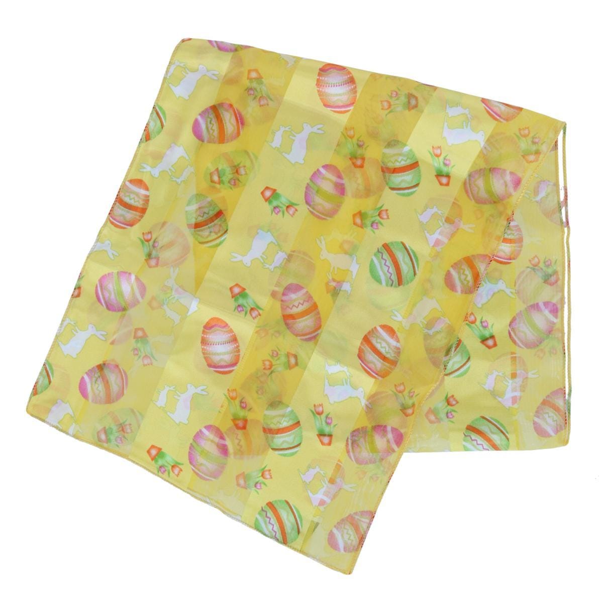CTM® Women's Easter Bunny and Egg Print Holiday Lightweight Scarf - Yellow