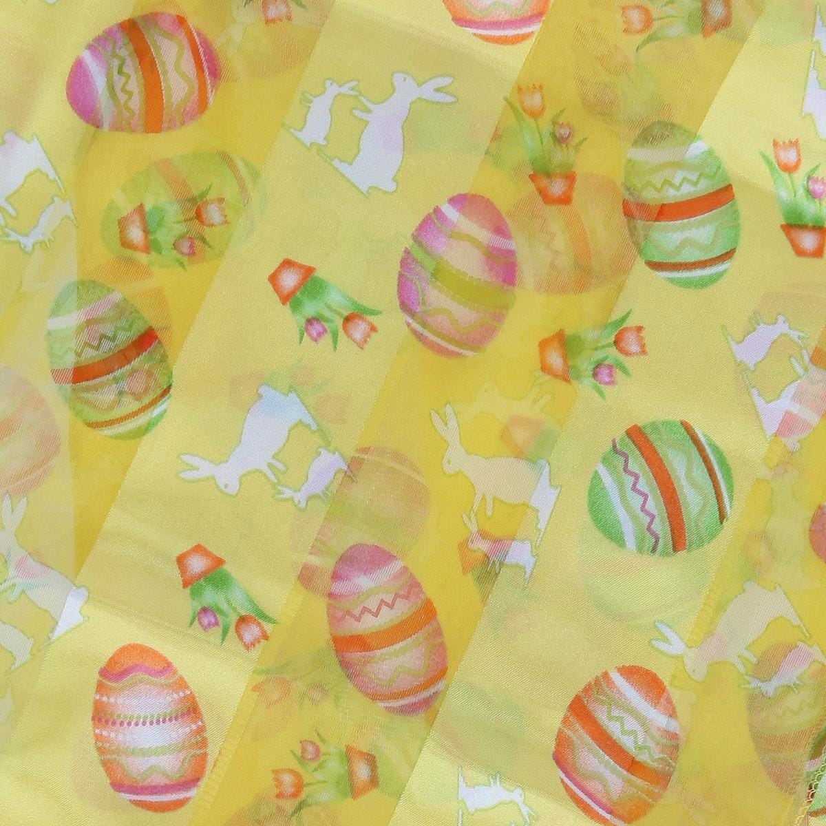 CTM® Women's Easter Bunny and Egg Print Holiday Lightweight Scarf - Yellow