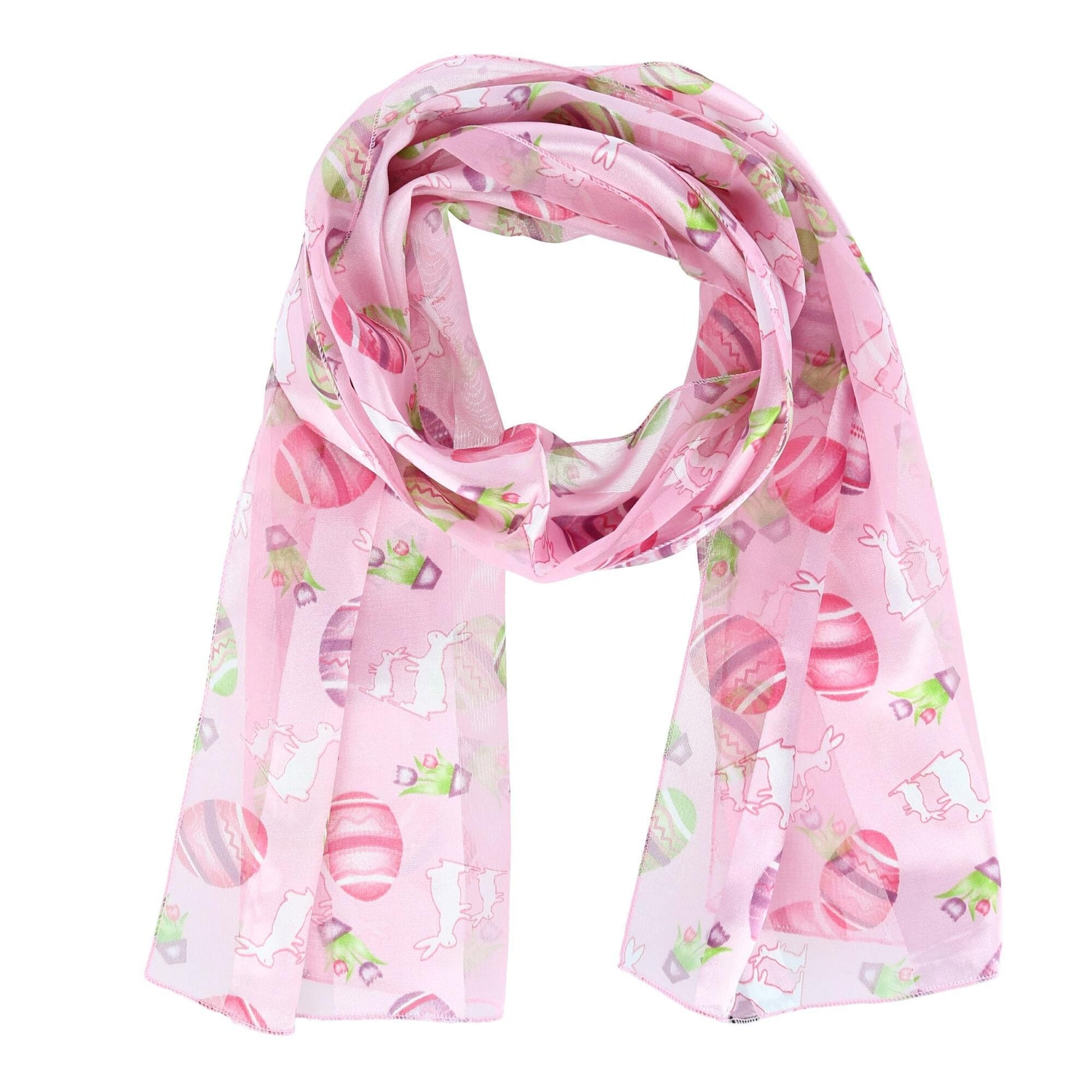 CTM® Women's Easter Bunny and Egg Print Holiday Lightweight Scarf - Women's Easter Bunny and Egg Print Holiday Lightweight Scarf