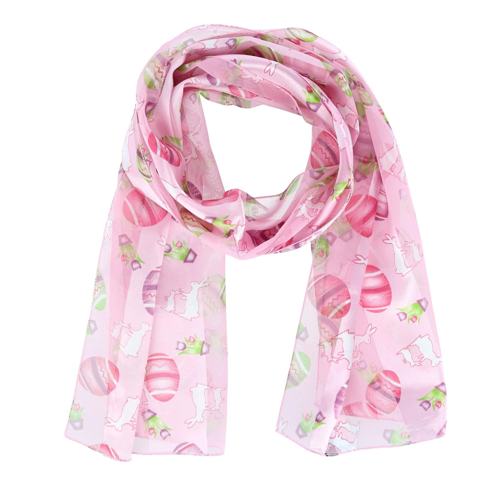 CTM® Women's Easter Bunny and Egg Print Holiday Lightweight Scarf - Women's Easter Bunny and Egg Print Holiday Lightweight Scarf