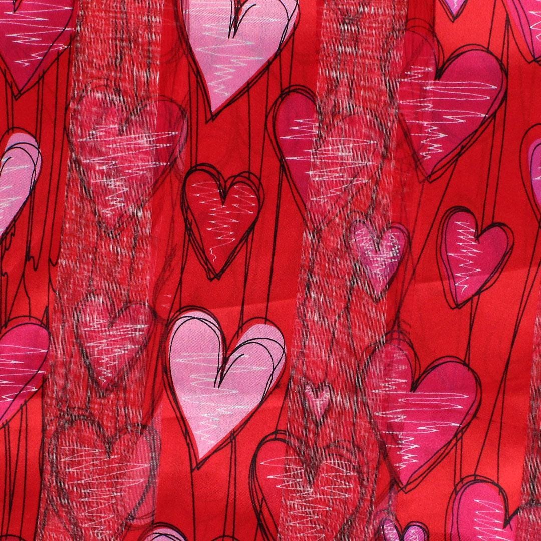 CTM® Women's Valentine's Day Hearts & Stripes Lightweight Print Scarf - Red