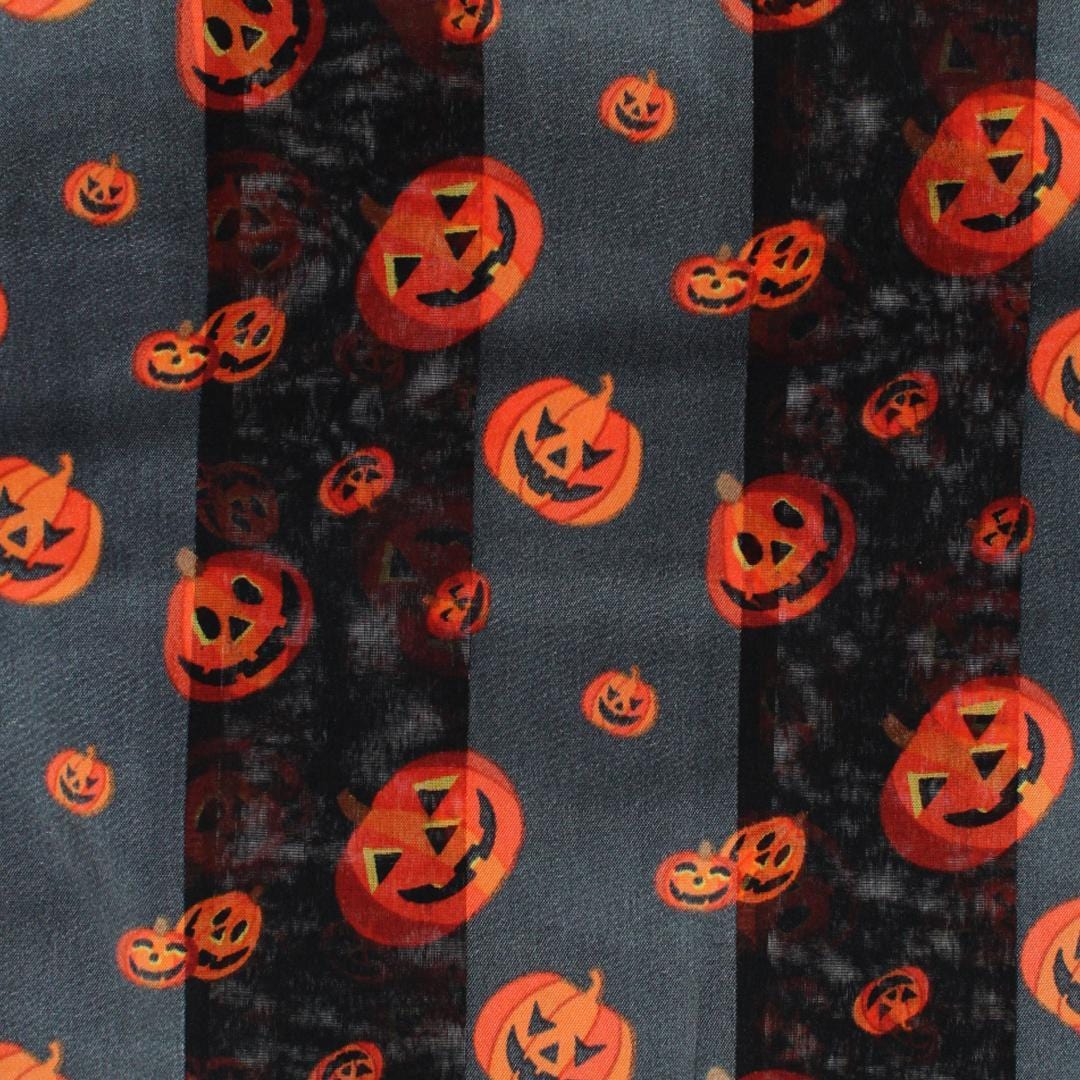 CTM® Women's Pumpkin Jack O Lantern Halloween Lightweight Satin Scarf - Black