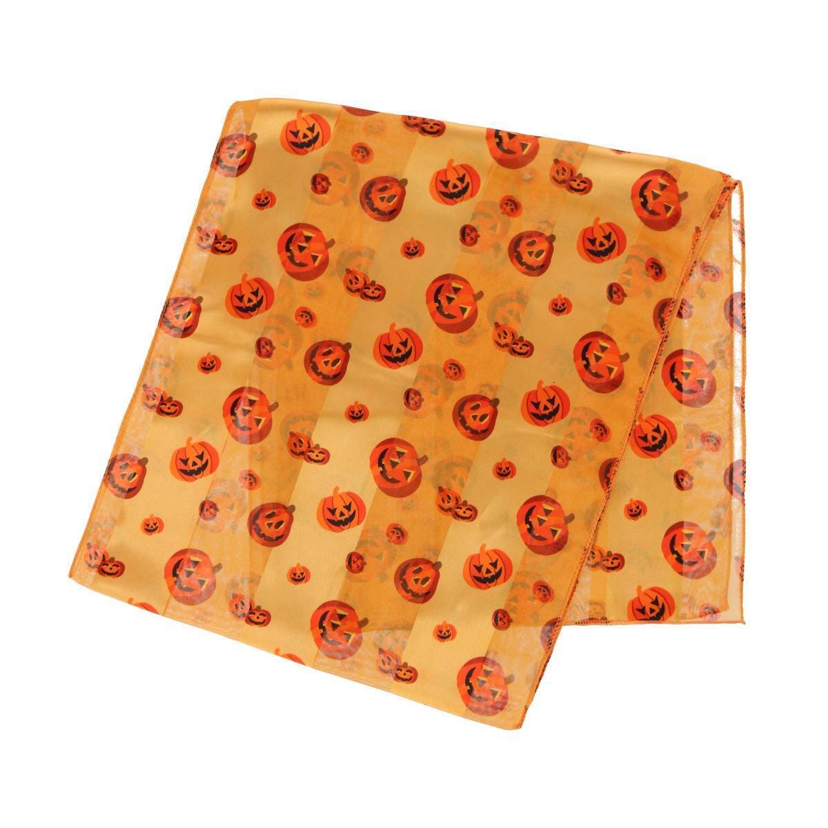 CTM® Women's Pumpkin Jack O Lantern Halloween Lightweight Satin Scarf - Gold