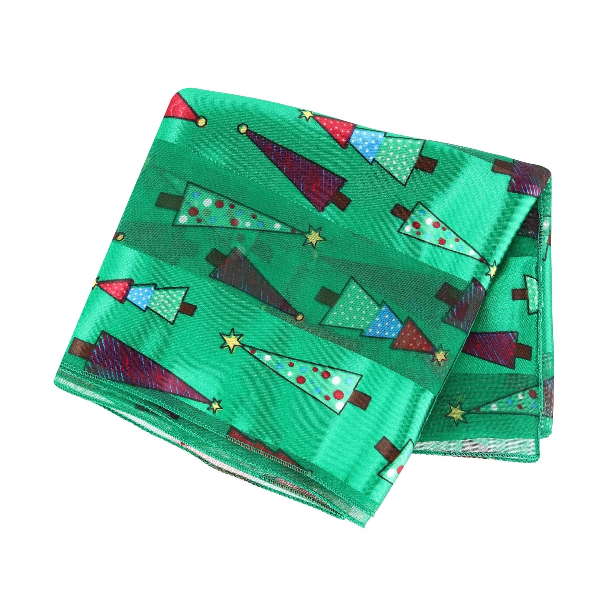 CTM® Women's Christmas Tree Holiday Print Lightweight Scarf - Green