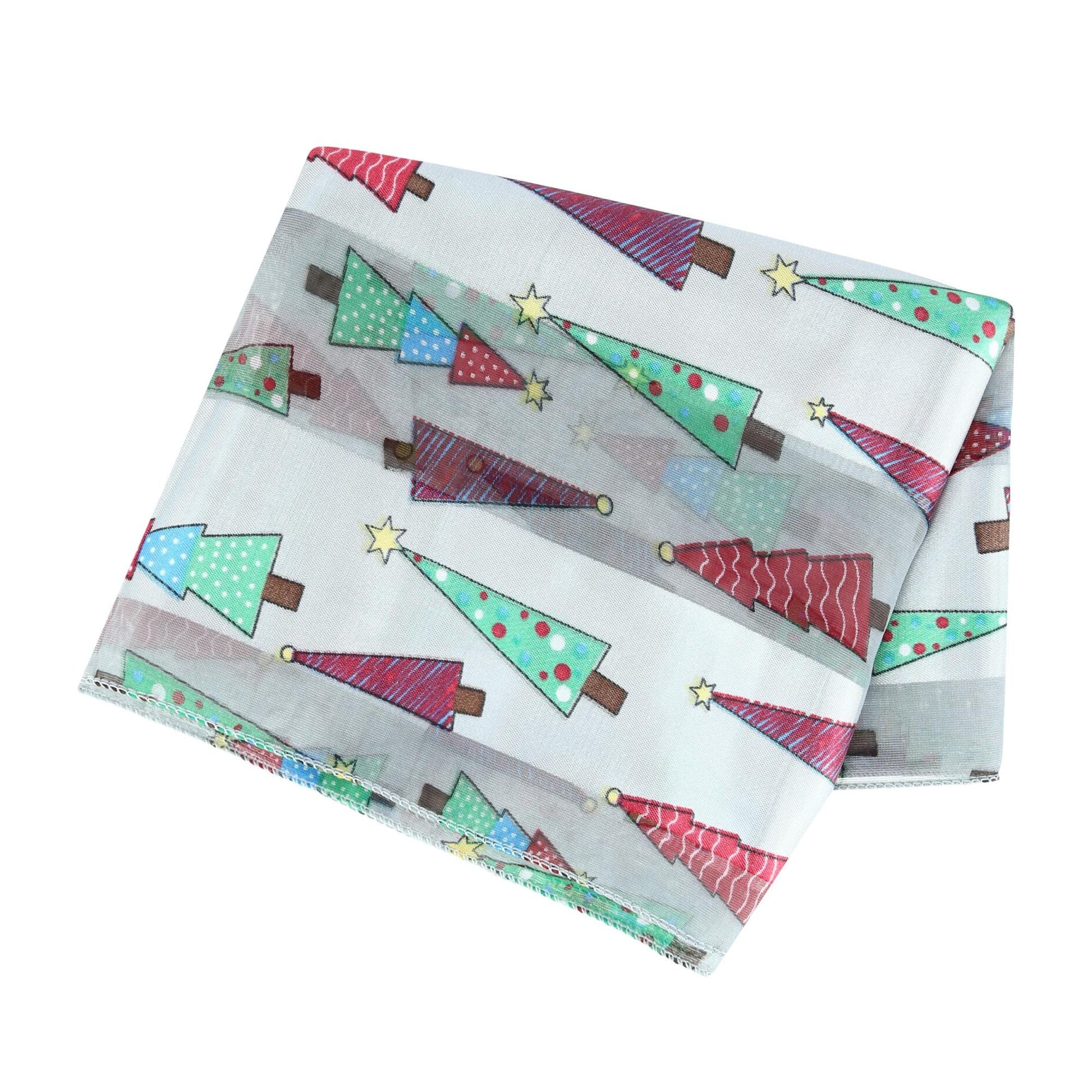 CTM® Women's Christmas Tree Holiday Print Lightweight Scarf - Silver