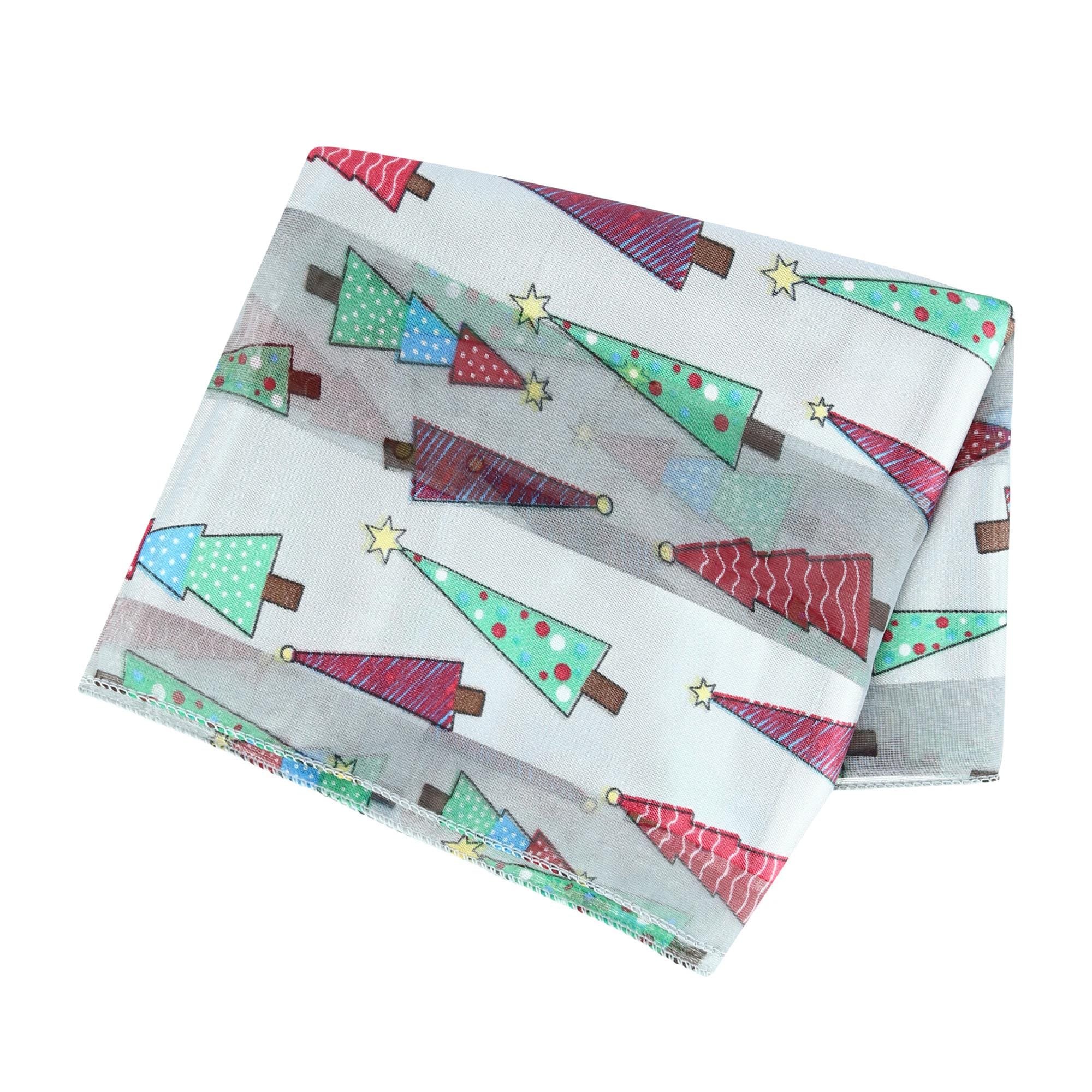 CTM® Women's Christmas Tree Holiday Print Lightweight Scarf - Silver