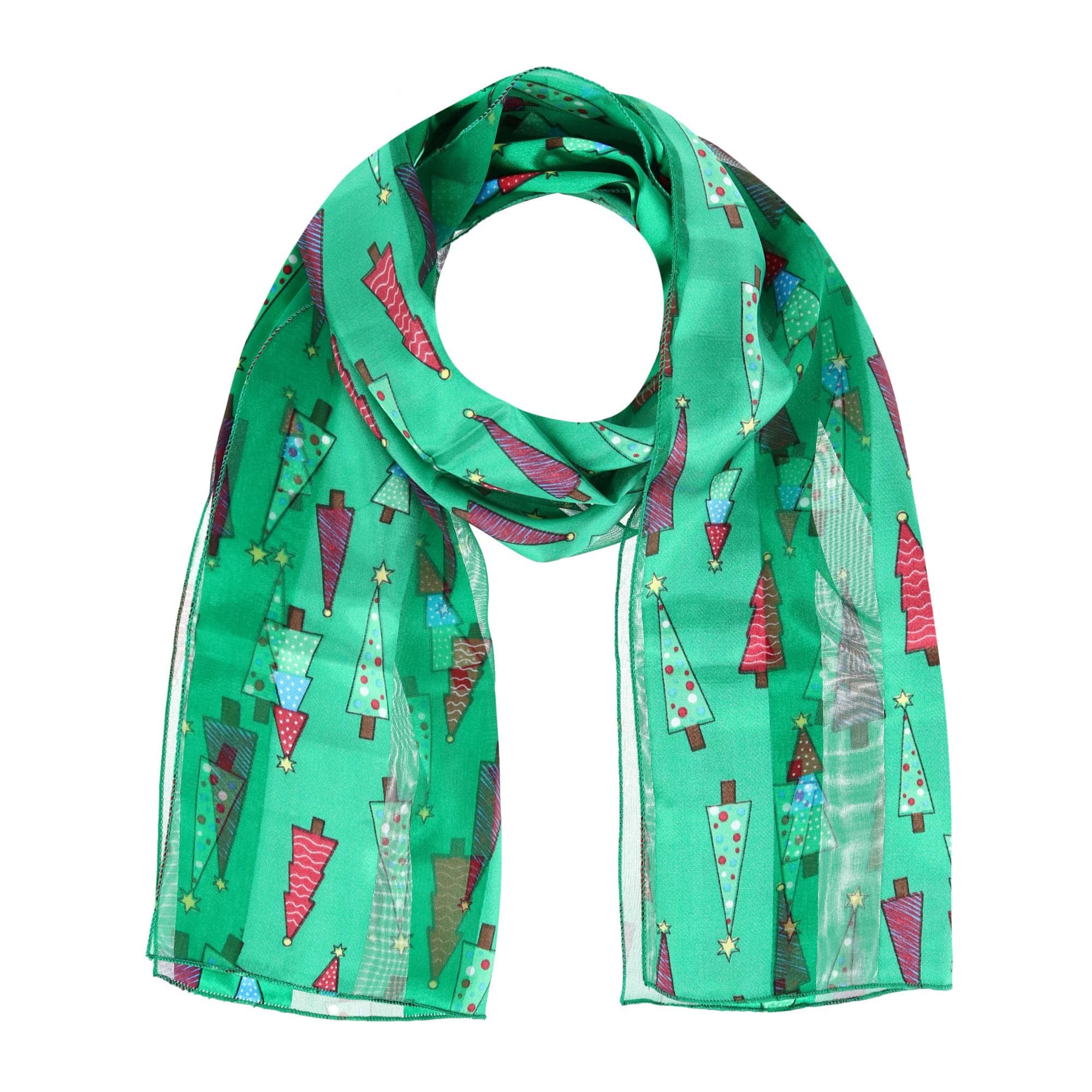 CTM® Women's Christmas Tree Holiday Print Lightweight Scarf - Women's Christmas Tree Holiday Print Lightweight Scarf