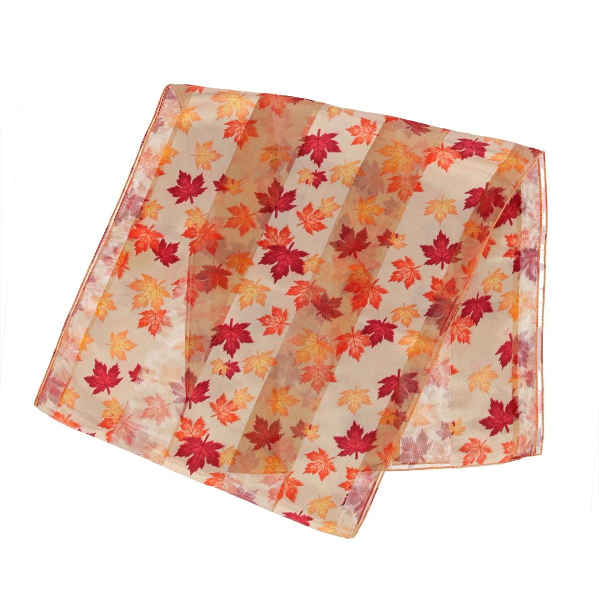 CTM® Women's Autumn Fall Leaf Lightweight Satin Scarf - Beige