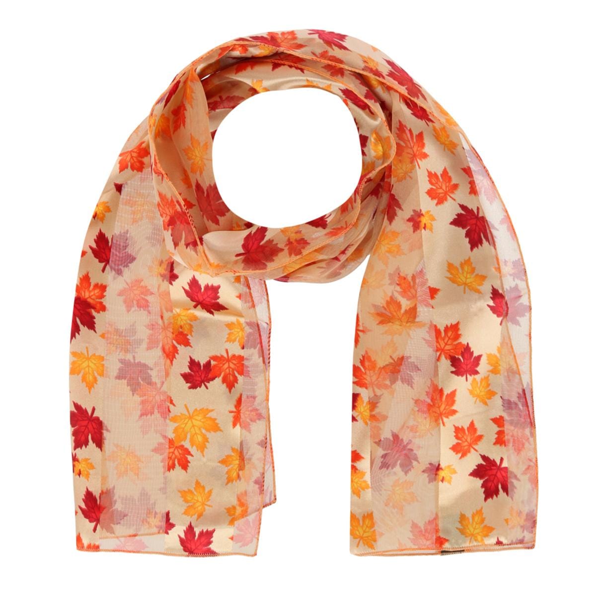 CTM® Women's Autumn Fall Leaf Lightweight Satin Scarf - Women's Autumn Fall Leaf Lightweight Satin Scarf