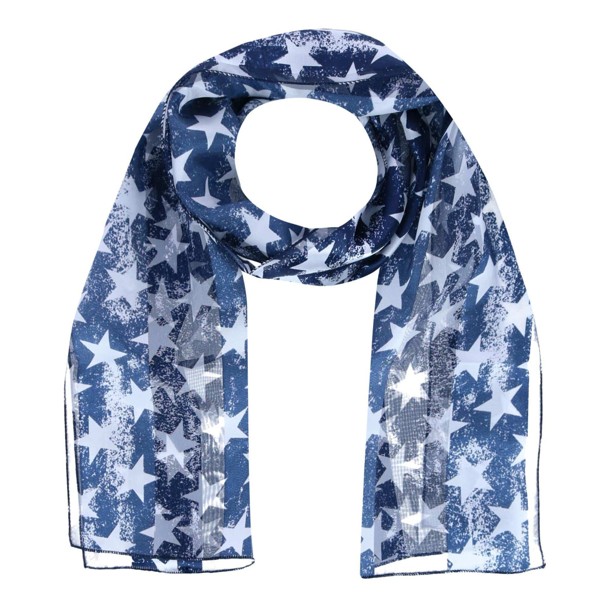 CTM® Women's Patriotic Star Print Lightweight Scarf - Navy