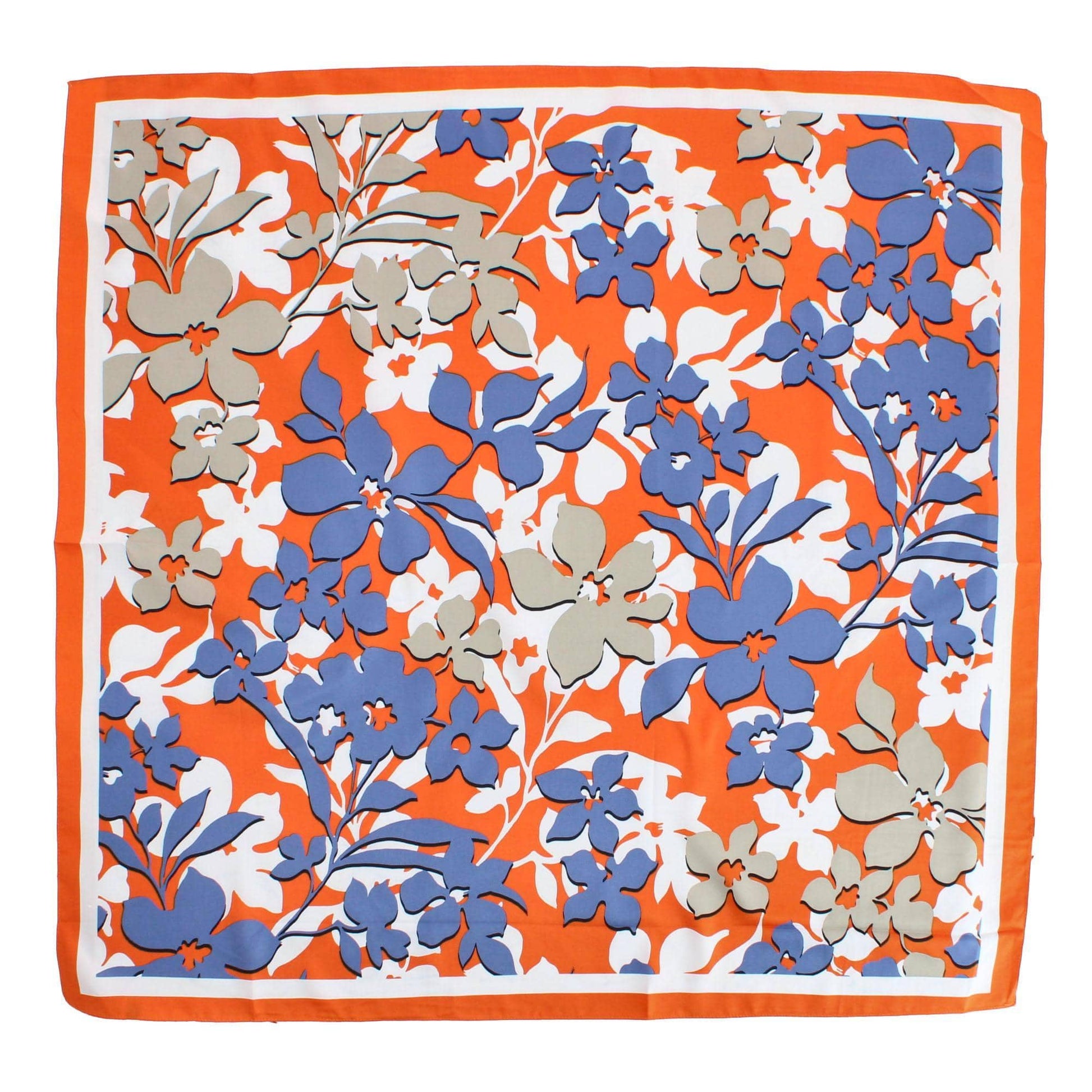 CTM® Women's Floral Pattern Print Silky Square Scarf