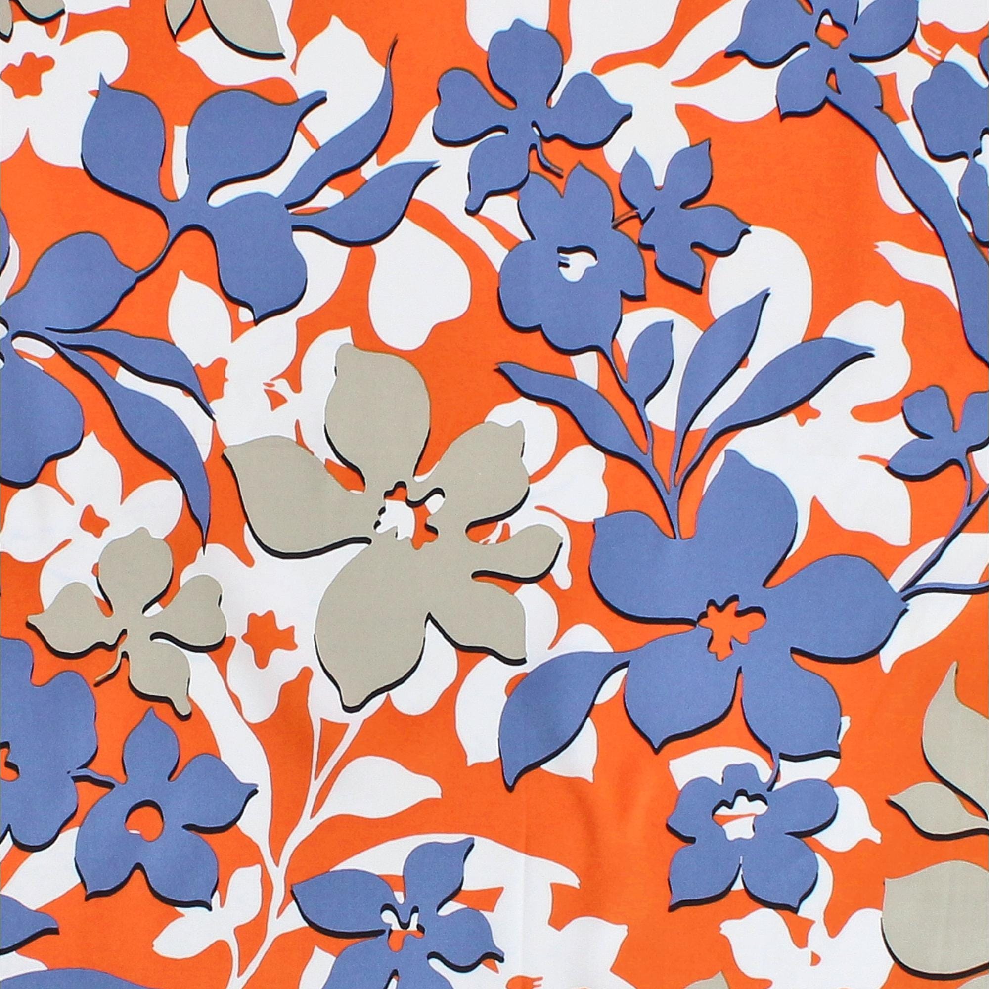 CTM® Women's Floral Pattern Print Silky Square Scarf - Orange Multi