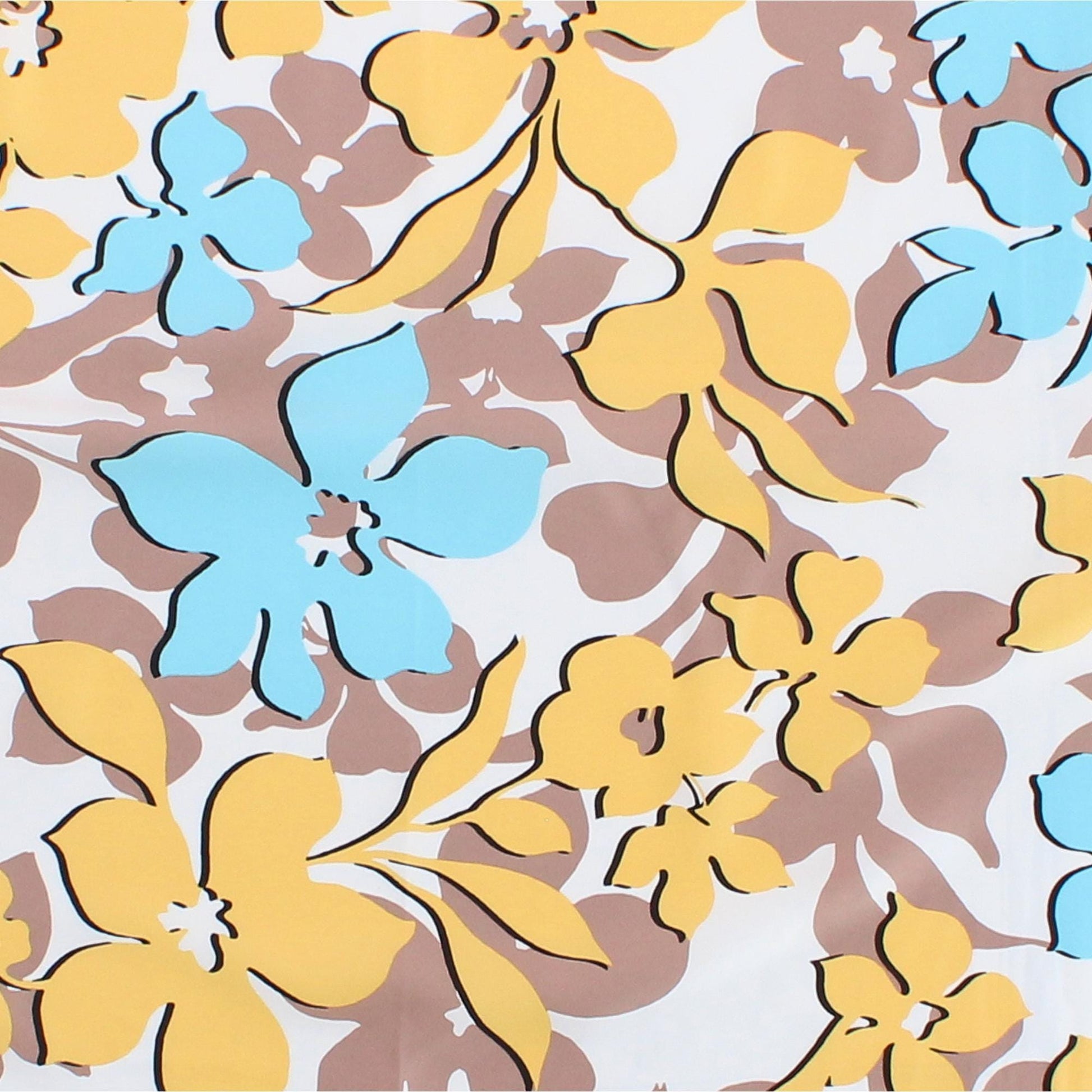 CTM® Women's Floral Pattern Print Silky Square Scarf - Yellow Multi