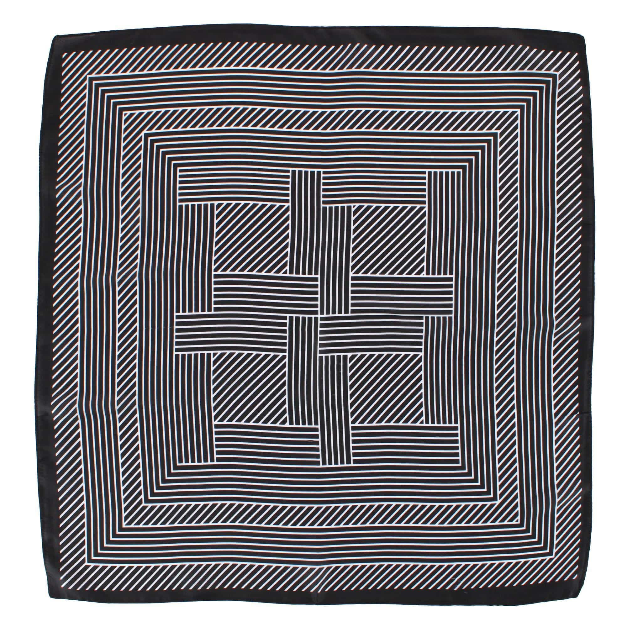 CTM® Women's Geometric Stripe Pattern Silky Square Scarf