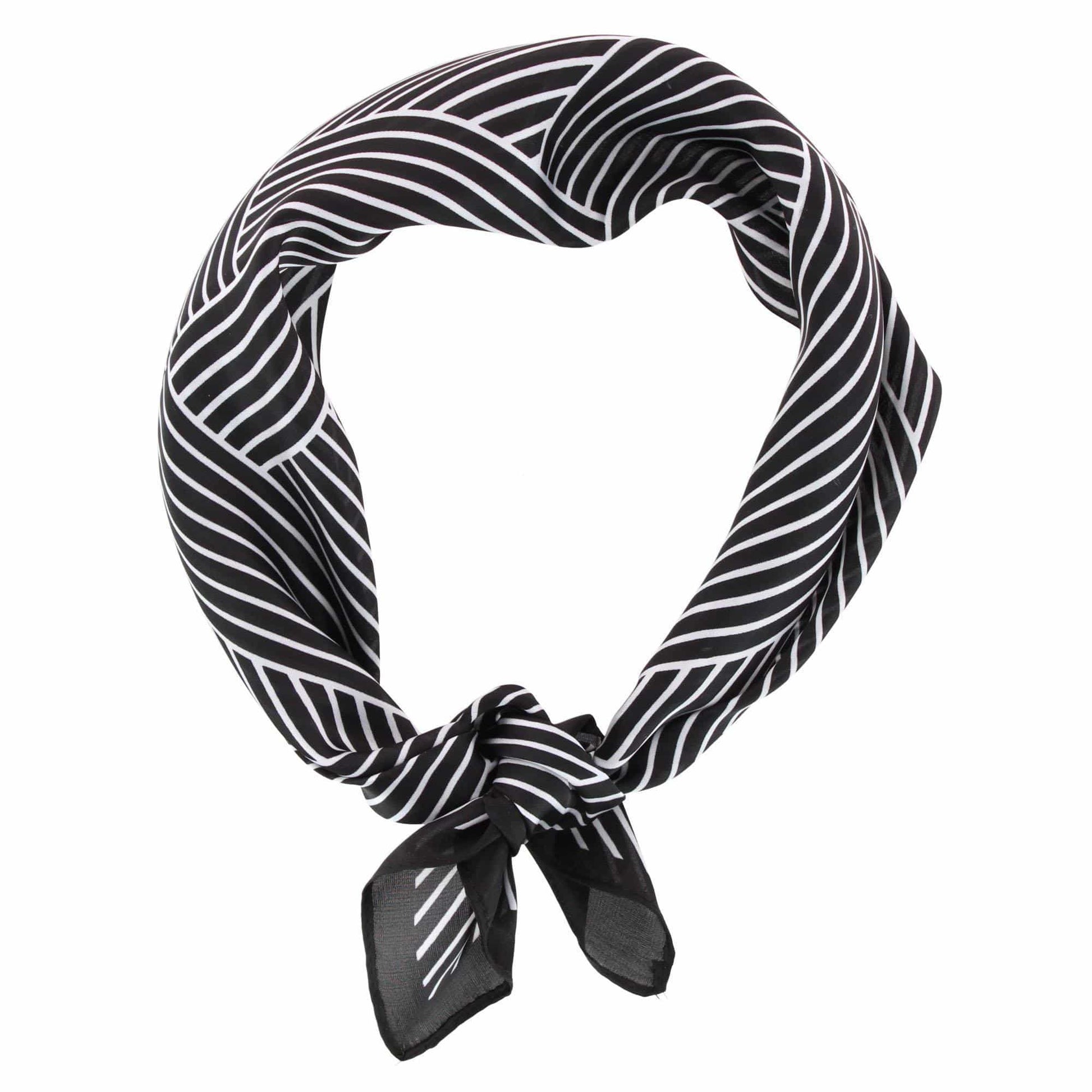 CTM® Women's Geometric Stripe Pattern Silky Square Scarf - Black