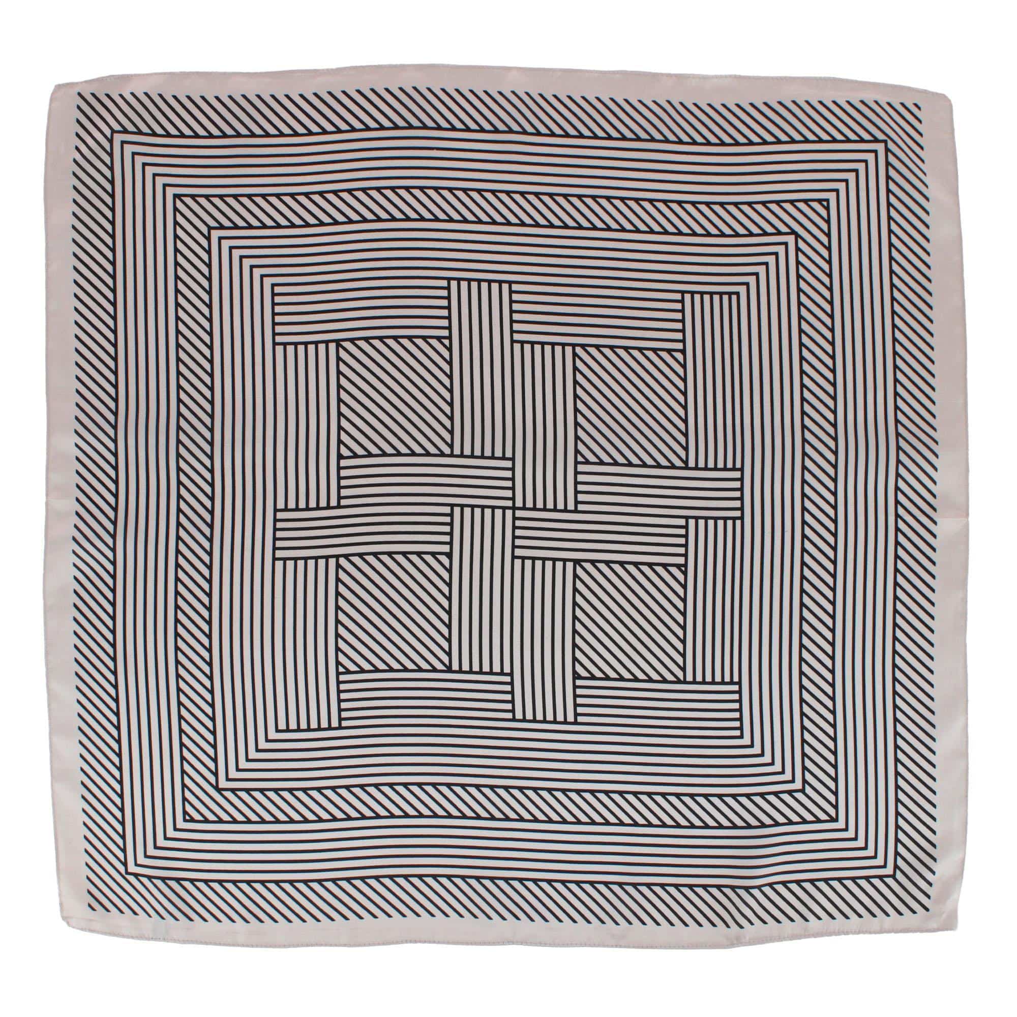 CTM® Women's Geometric Stripe Pattern Silky Square Scarf