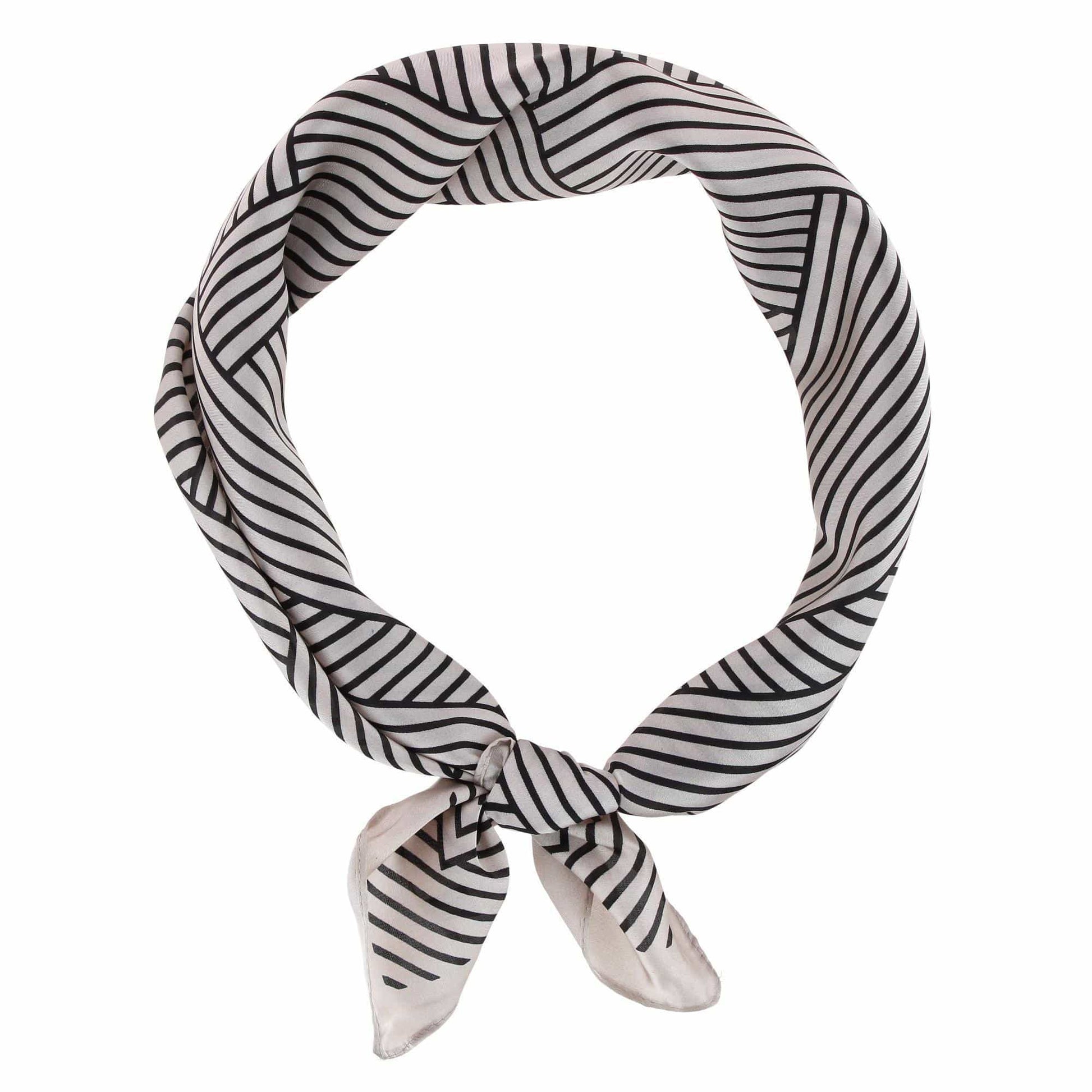 CTM® Women's Geometric Stripe Pattern Silky Square Scarf - Taupe