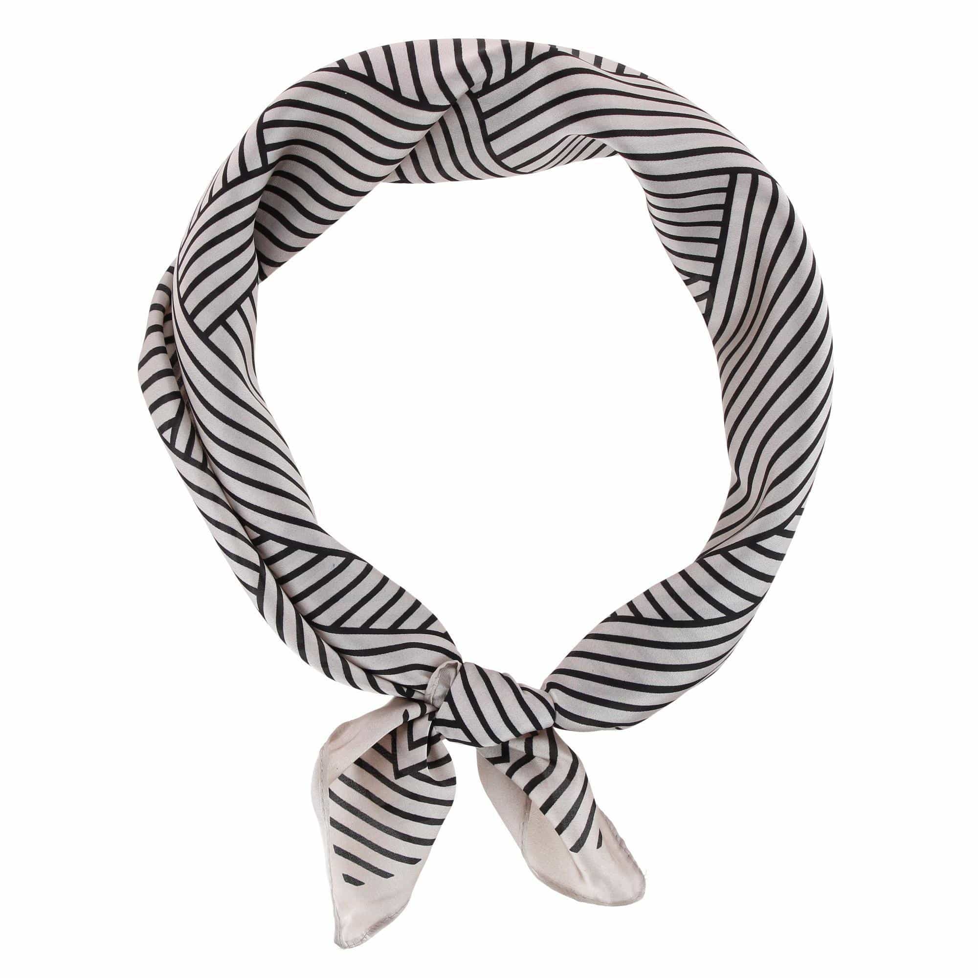 CTM® Women's Geometric Stripe Pattern Silky Square Scarf - Taupe