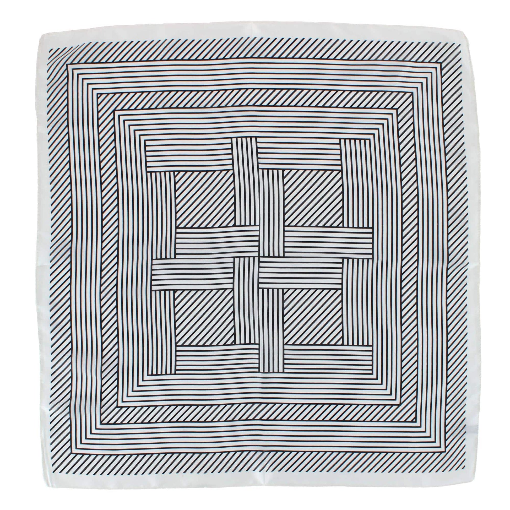 CTM® Women's Geometric Stripe Pattern Silky Square Scarf - White