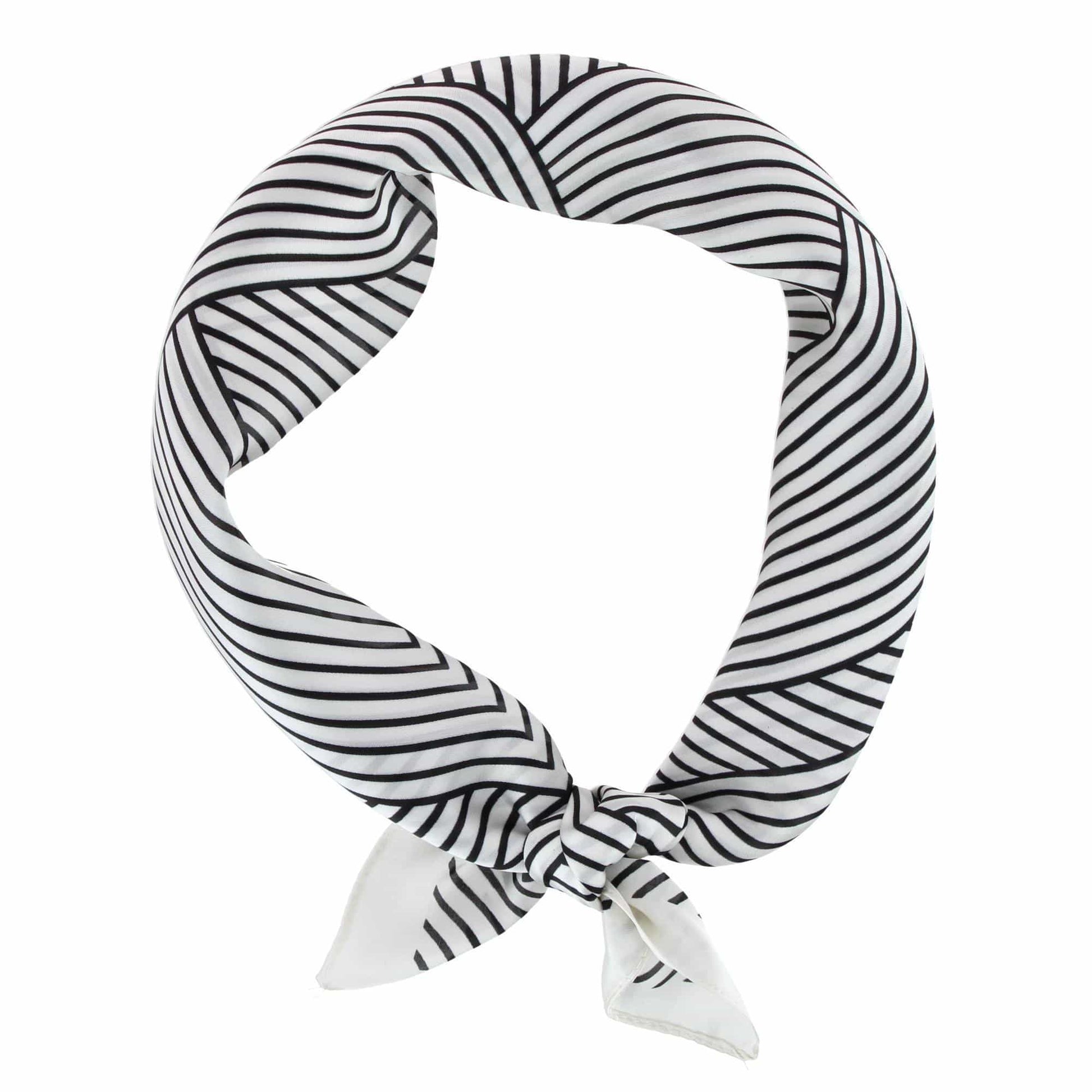 CTM® Women's Geometric Stripe Pattern Silky Square Scarf - White