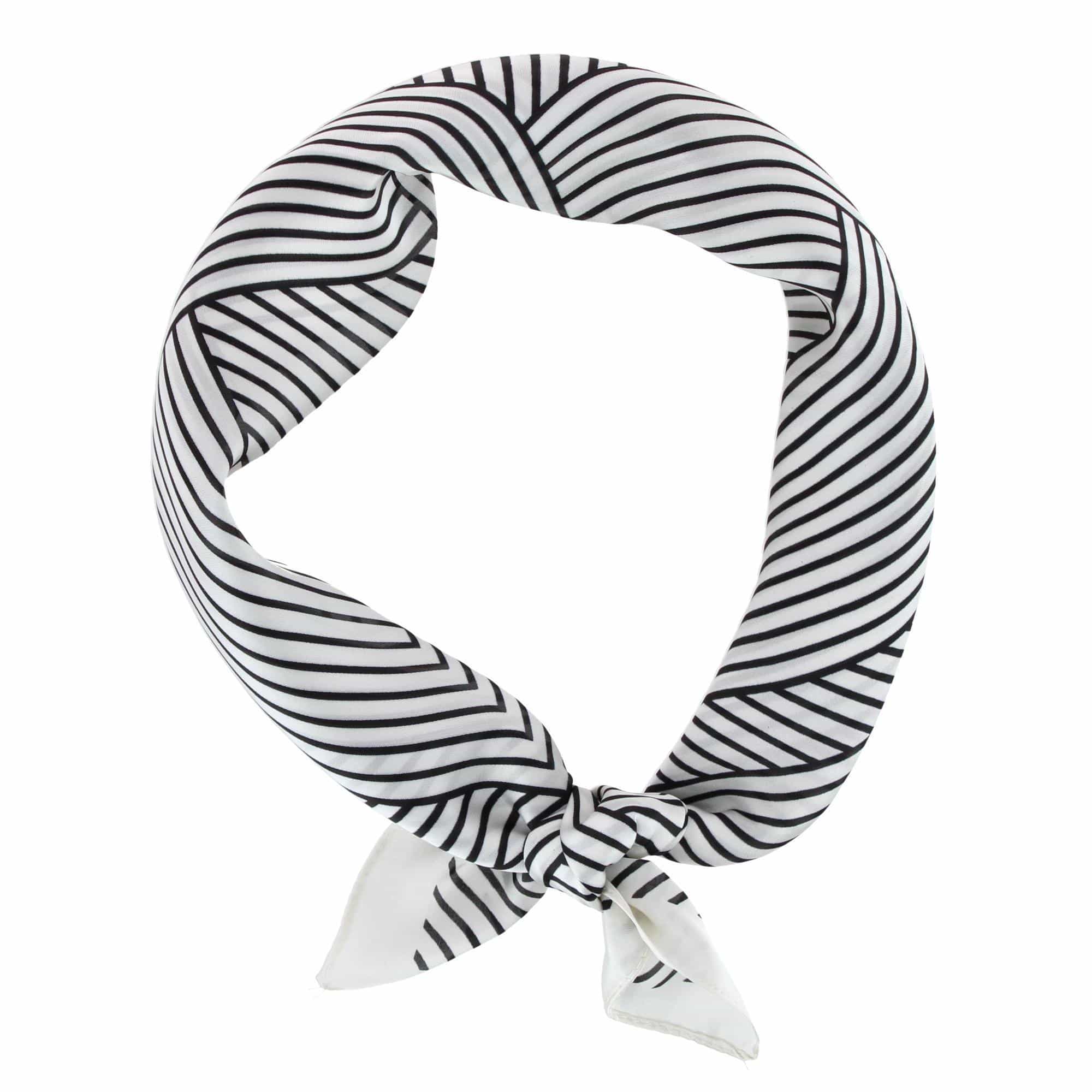 CTM® Women's Geometric Stripe Pattern Silky Square Scarf - White