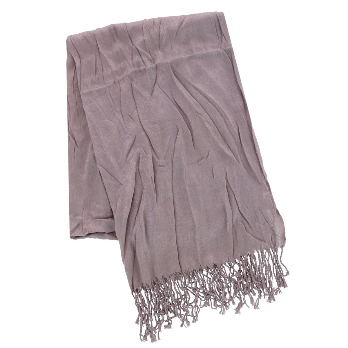 CTM® Women's Solid Color Crinkle Tassel Scarf - Taupe
