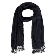 Women's Solid Color Crinkle Tassel Scarf