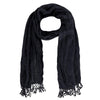 Women's Solid Color Crinkle Tassel Scarf