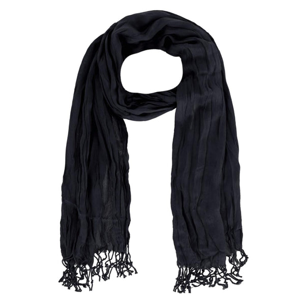 Women's Solid Color Crinkle Tassel Scarf