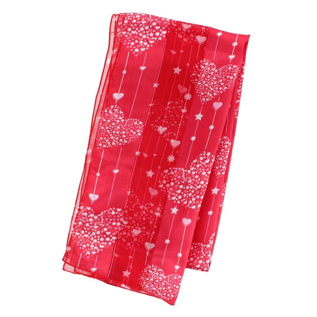 CTM® Women's Valentine's Day Heart & Stripe Print Holiday Lightweight Scarf - Red