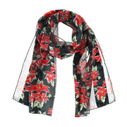 Women's Holiday Winter Poinsettia Print Lightweight Scarf