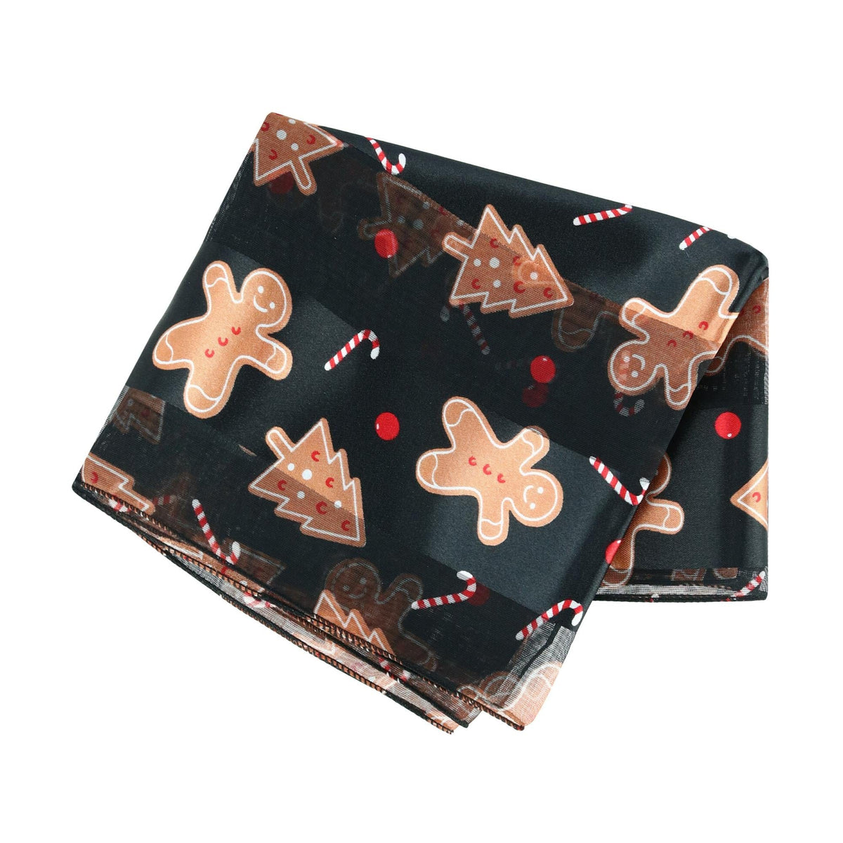 CTM® Women's Holiday Gingerbread Print Lightweight Scarf - Black