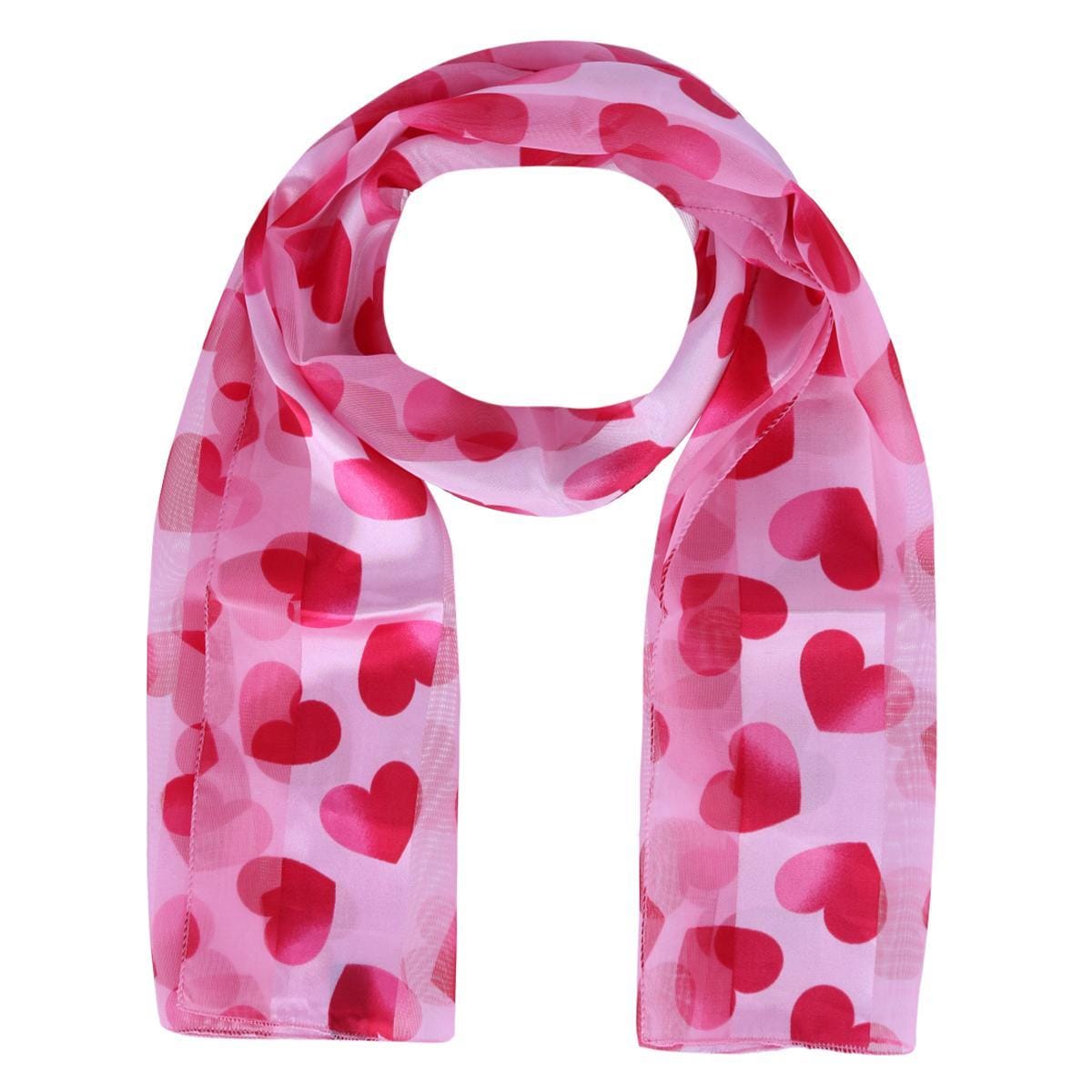 CTM® Women's Lightweight Satin Valentine's Bold Heart Print Scarf - Pink