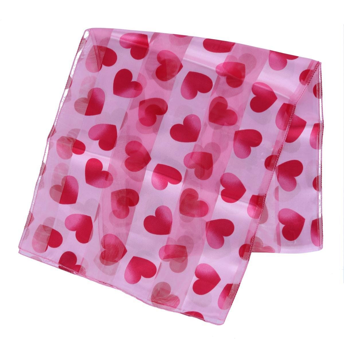 CTM® Women's Lightweight Satin Valentine's Bold Heart Print Scarf - Pink