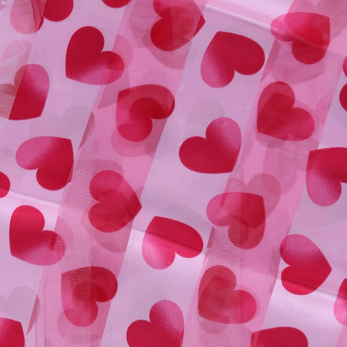 CTM® Women's Lightweight Satin Valentine's Bold Heart Print Scarf - Pink