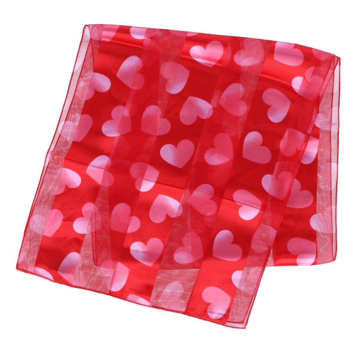 CTM® Women's Lightweight Satin Valentine's Bold Heart Print Scarf - Red