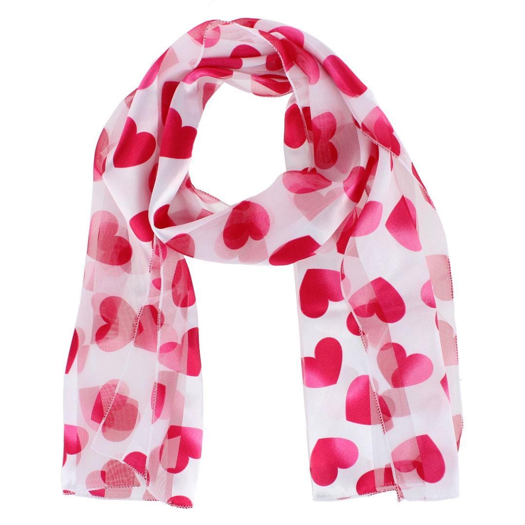 CTM® Women's Lightweight Satin Valentine's Bold Heart Print Scarf