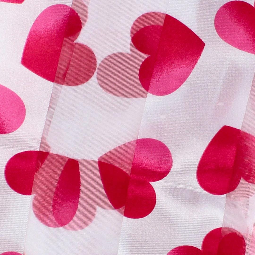CTM® Women's Lightweight Satin Valentine's Bold Heart Print Scarf - White