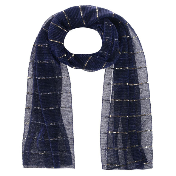 Women's Sheer Sparkling Metallic Stripe Lightweight Scarf